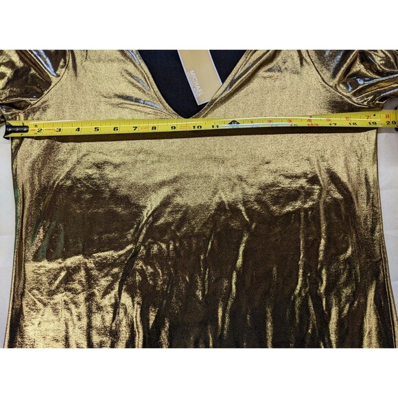 Michael Kors Gold Shimmer Top M Antique Brass Party Holiday New Years NWT $110 - Picture 8 of 10